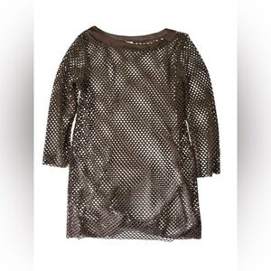 Bahia Resort Brown Mesh Swim Dress Coverup size L